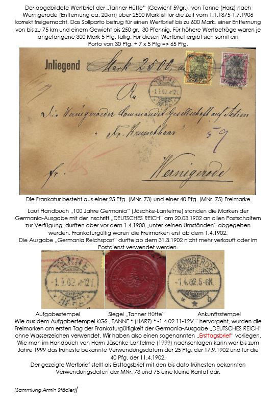 Ersttagsbrief Germania Mi.Nr. 73 und 75