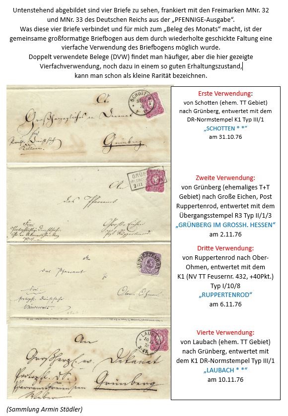 Vierfach verwendeter Brief